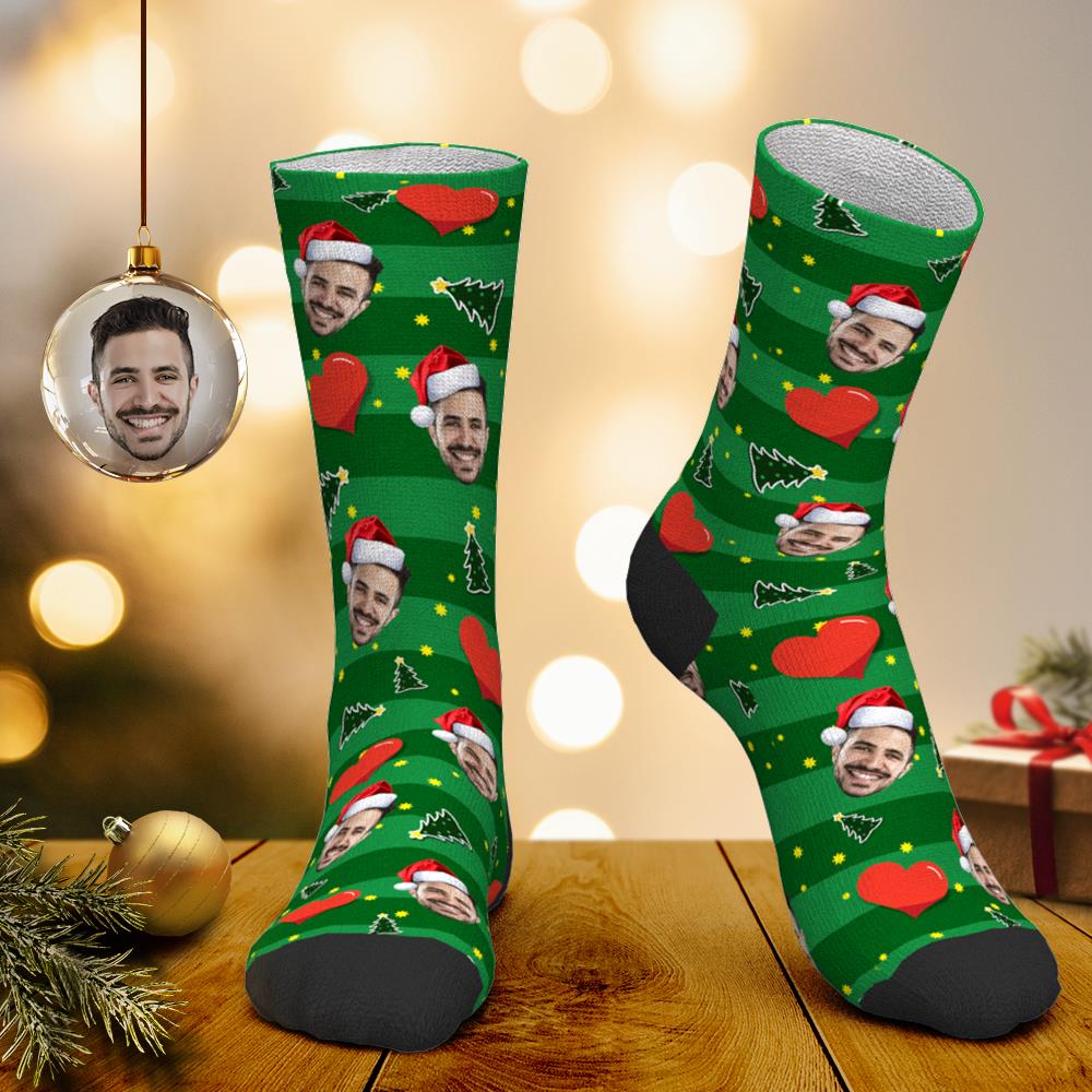Christmas Gift Custom Face Socks (Heart)