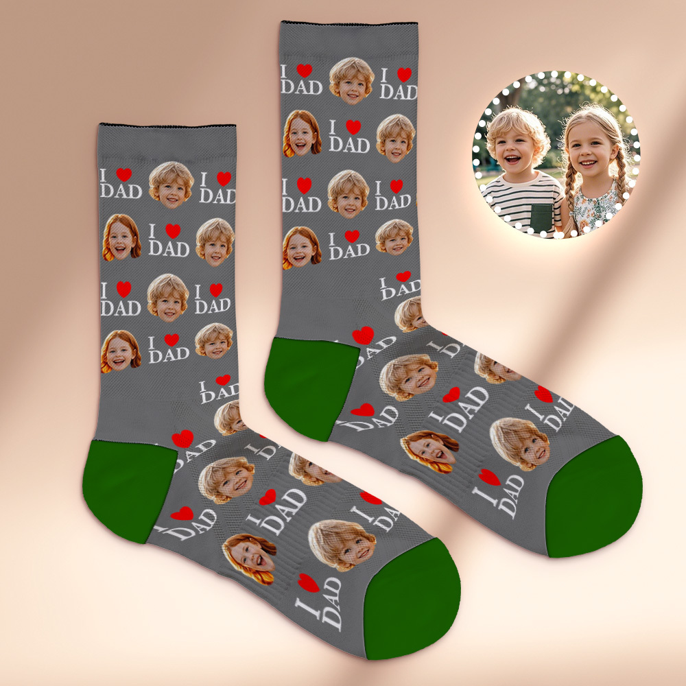 Custom Full Face Photo Print Socks Colorful Socks High Heels Personalized Custom Design Best Gift For Father'S Day