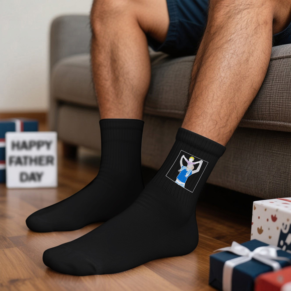 Custom Embroidered Father And Son Photo Socks Father's Day Gift
