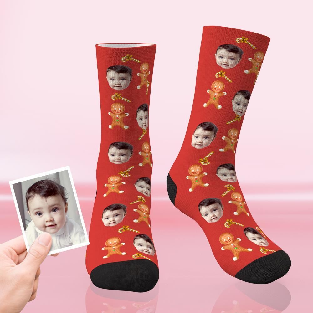 Custom Christmas Socks Personalized Face Funny Socks - Christmas Cookies