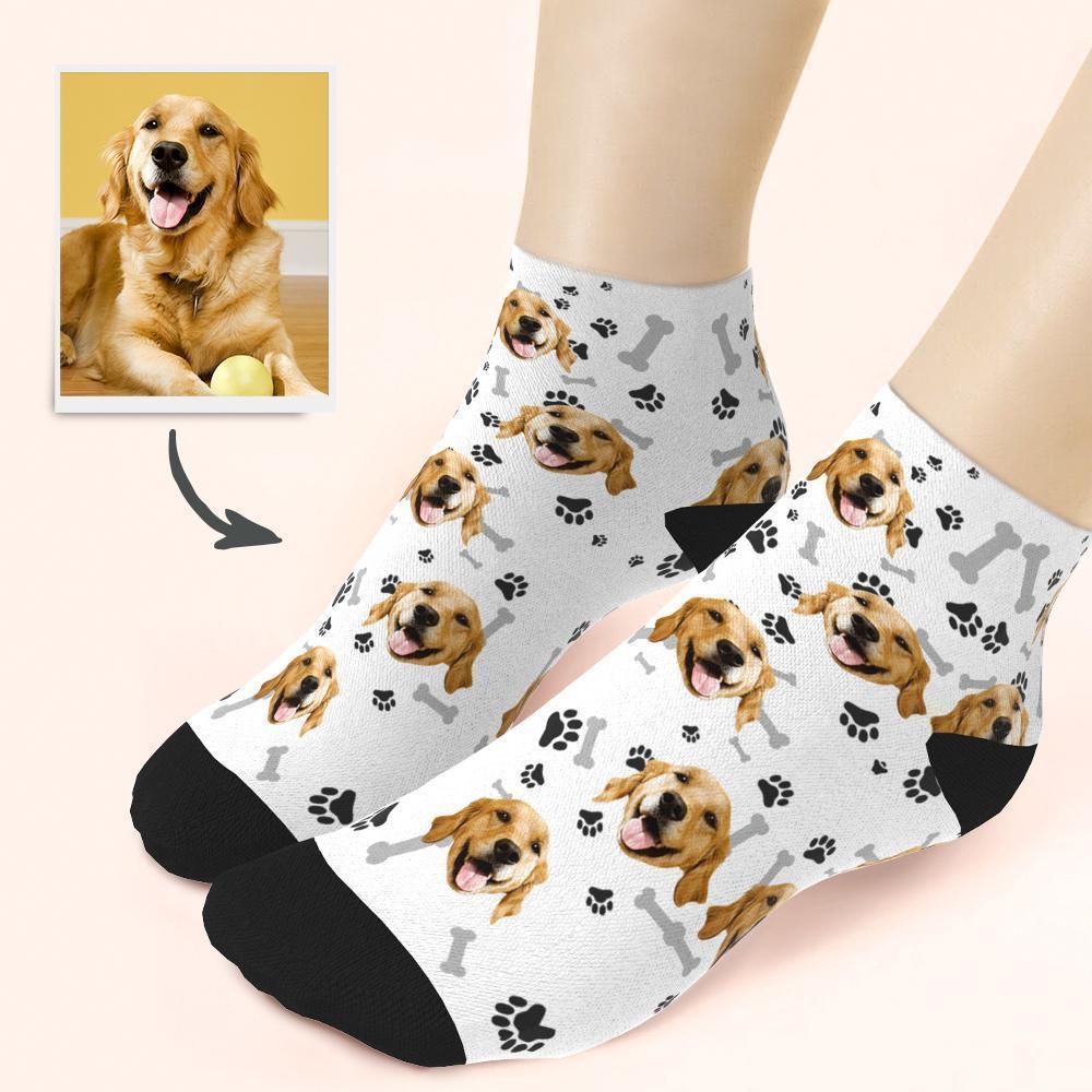 Custom Dog And Face On Quarter Length Socks - MyFaceBoxerAU