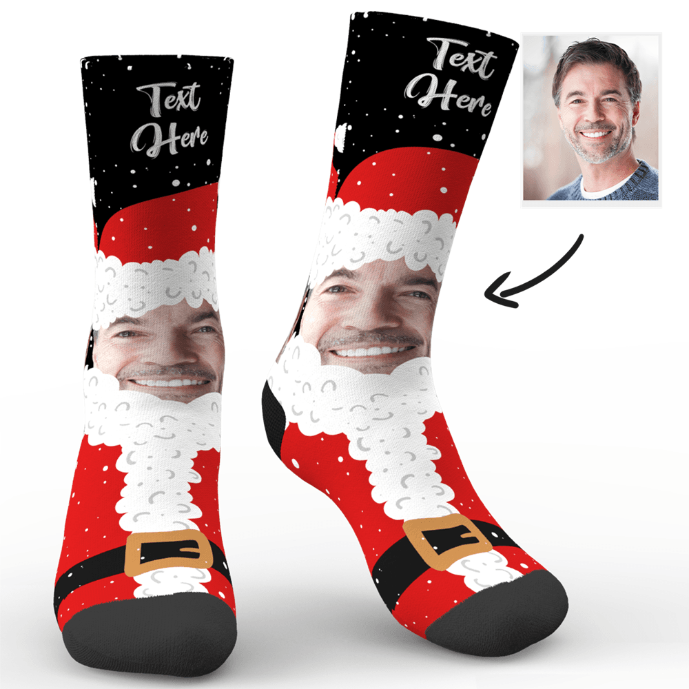 Christmas Gift Custom Face And Name Socks On Santa Claus