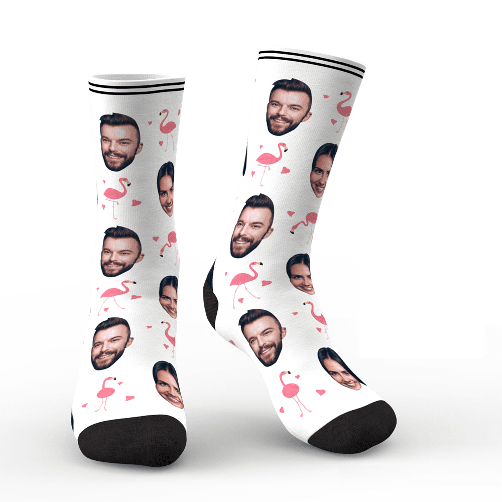 Couple Custom Swan And Face On Crew Socks	 - MyFaceBoxerAU