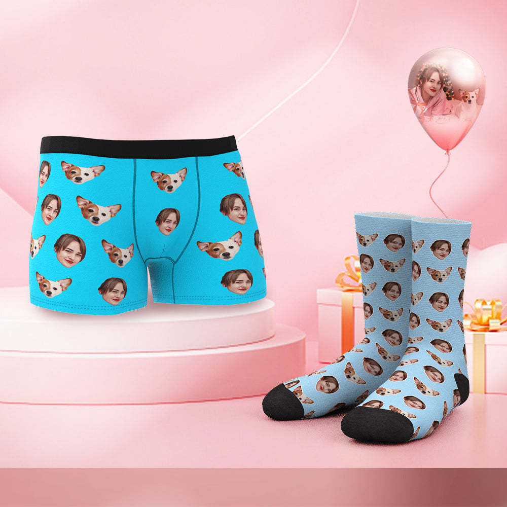 Custom Face Boxer Shorts And Socks Set YOU AND ME - MyFaceBoxerAU