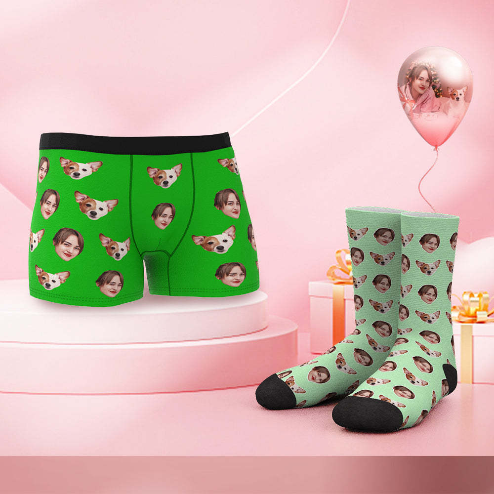 Custom Face Boxer Shorts And Socks Set YOU AND ME - MyFaceBoxerAU