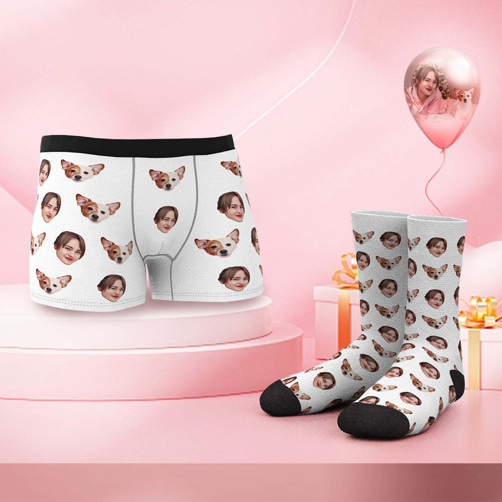Custom Face Boxer Shorts And Socks Set YOU AND ME - MyFaceBoxerAU
