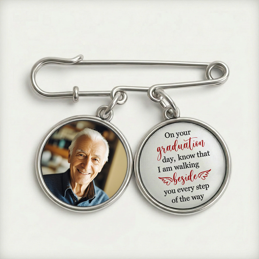Graduation Walking Beside You Every Step - Personalized Lapel Pin With Photo Charms - MyfaceboxerAU