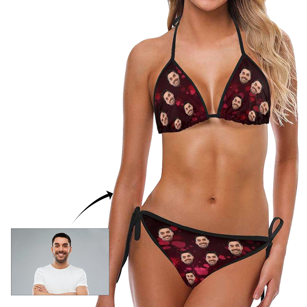 Custom Face Bikini Women's Sexy Photo Segmented Swimsuit - Heart - MyFaceBoxer