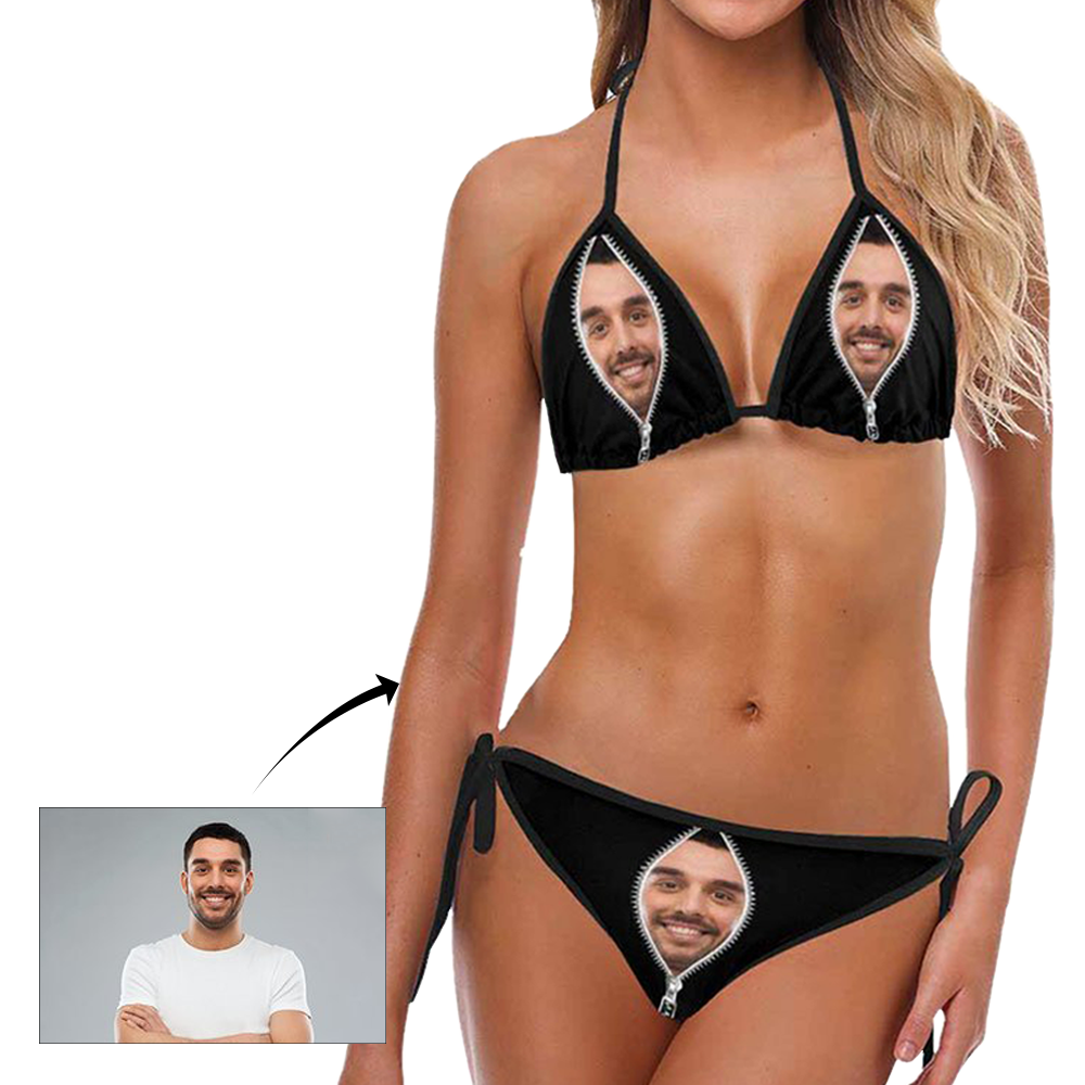 Custom Face Bikini Women's Sexy Photo Segmented Swimsuit - Zipper - MyFaceBoxer