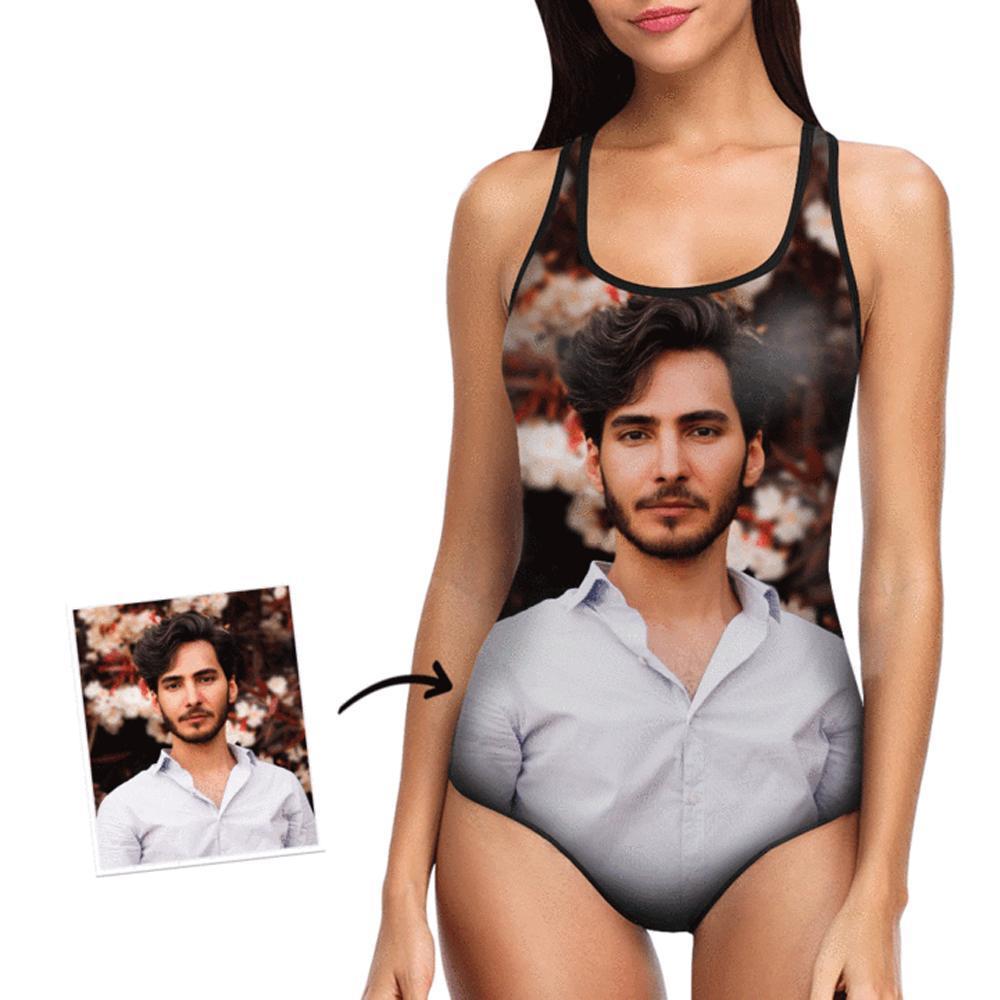 Custom One Face Boyfriend Women's Slip Swimsuit Gift for Her - MyFaceBoxer