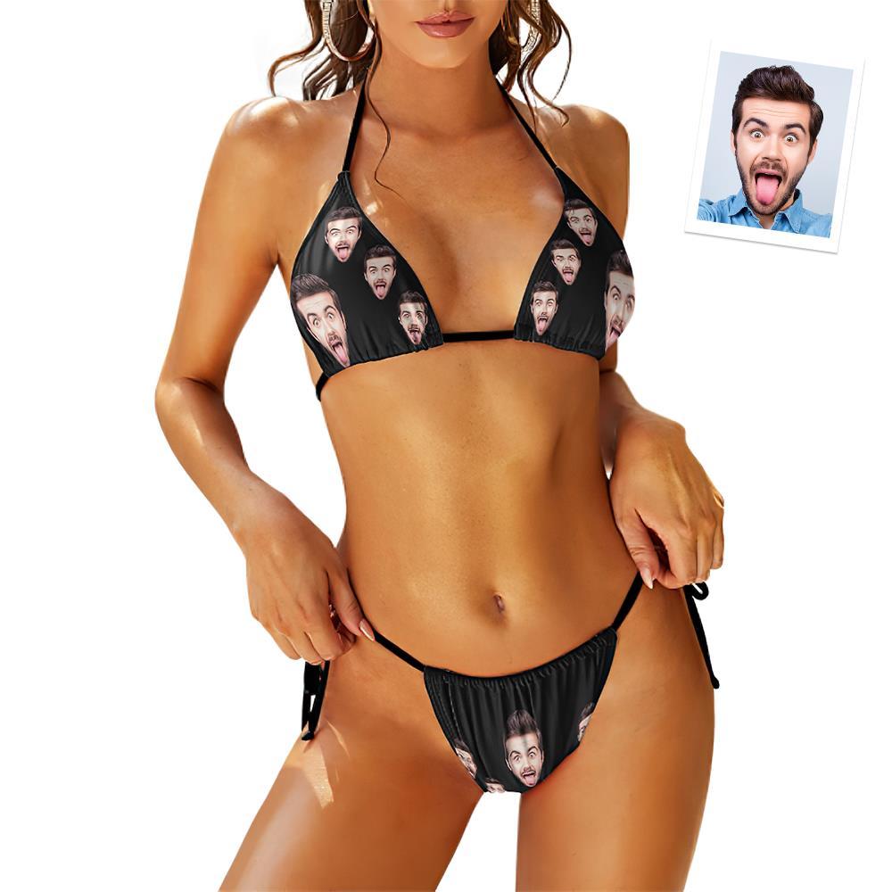 Custom Face Swimming Suit Sexy Strappy Bikini Boyfriend's Face - MyFaceBoxer
