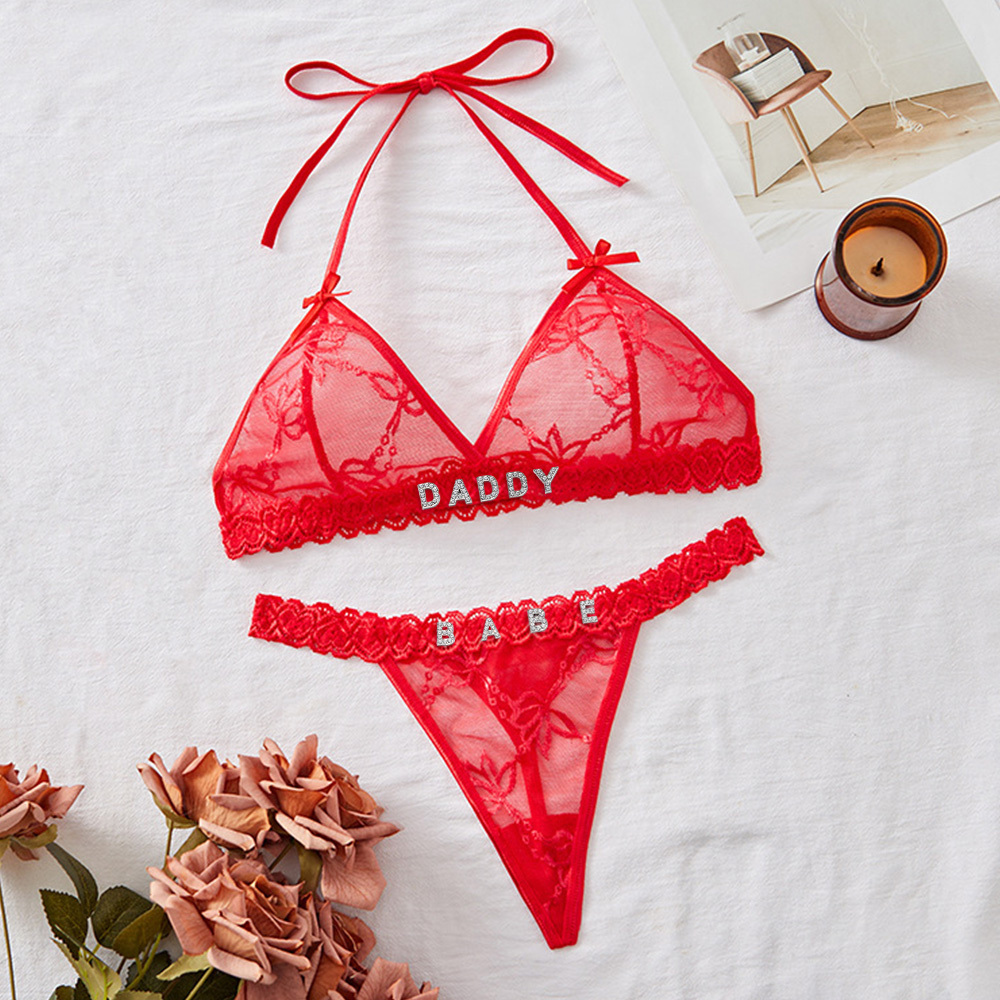 Custom Bra and Thong Seductive Name Set - MyfaceboxerAU