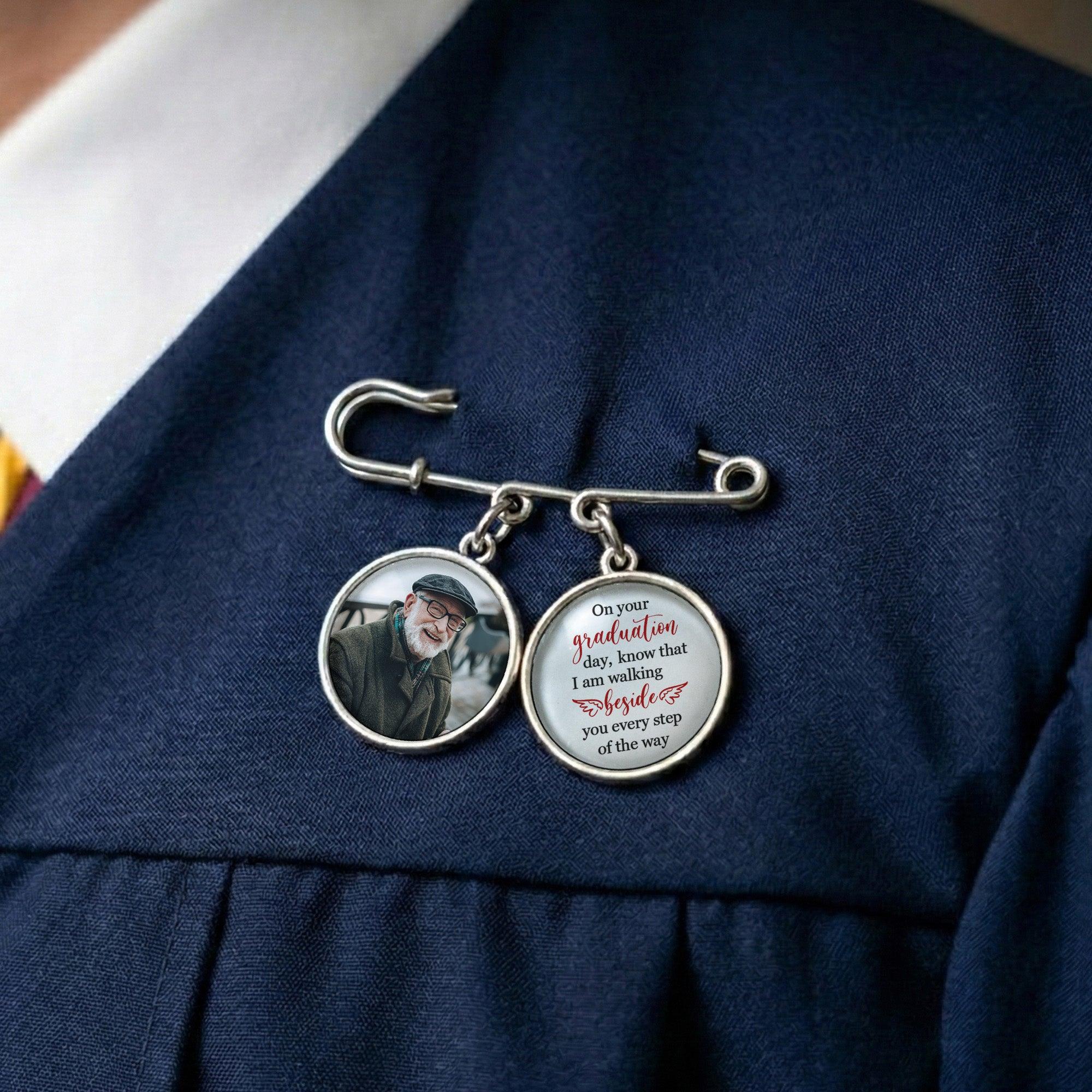 Graduation Walking Beside You Every Step - Personalized Lapel Pin With Photo Charms - MyfaceboxerAU