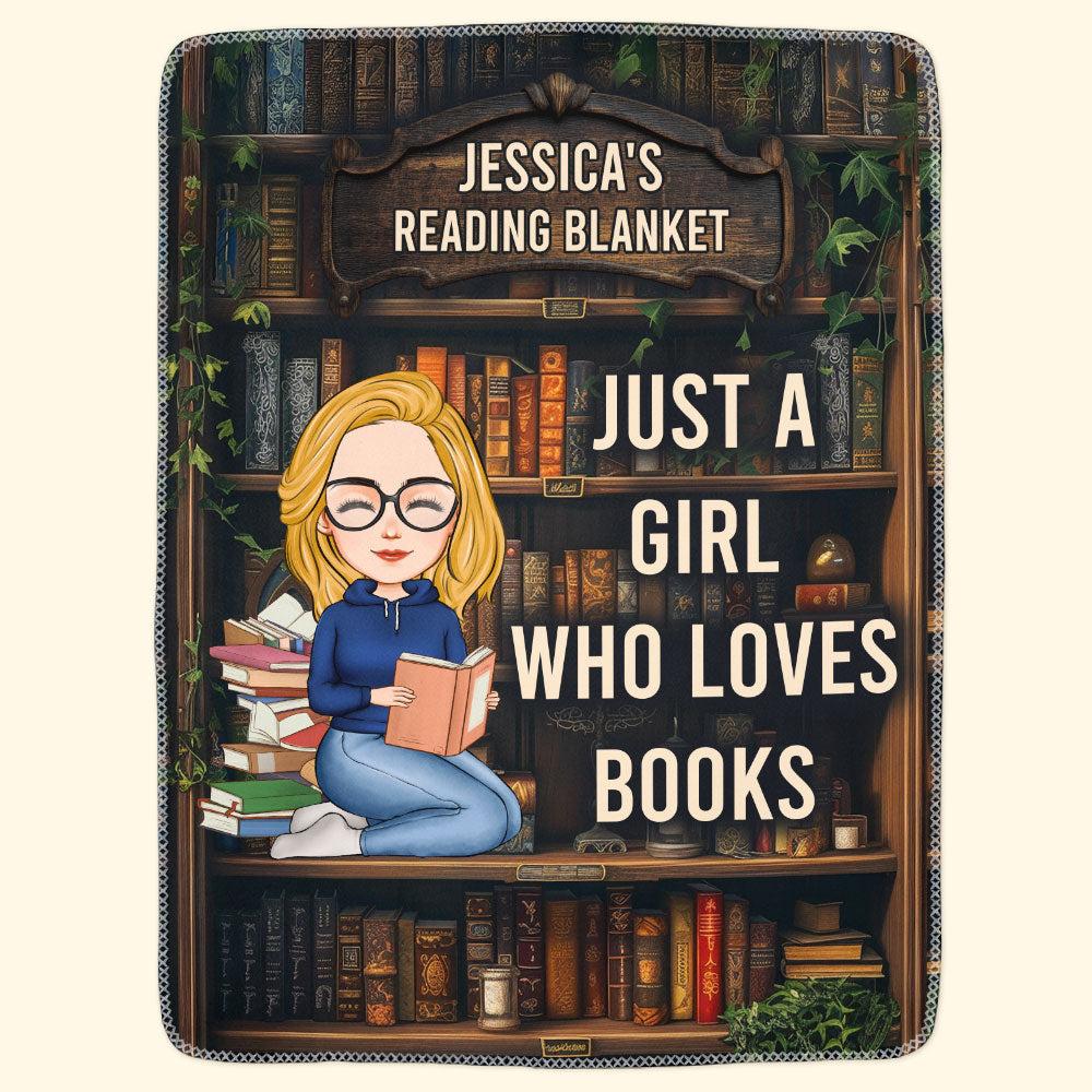 Just A Girl Who Loves Books - Personalized Fleece Blanket - Gift For Daughter