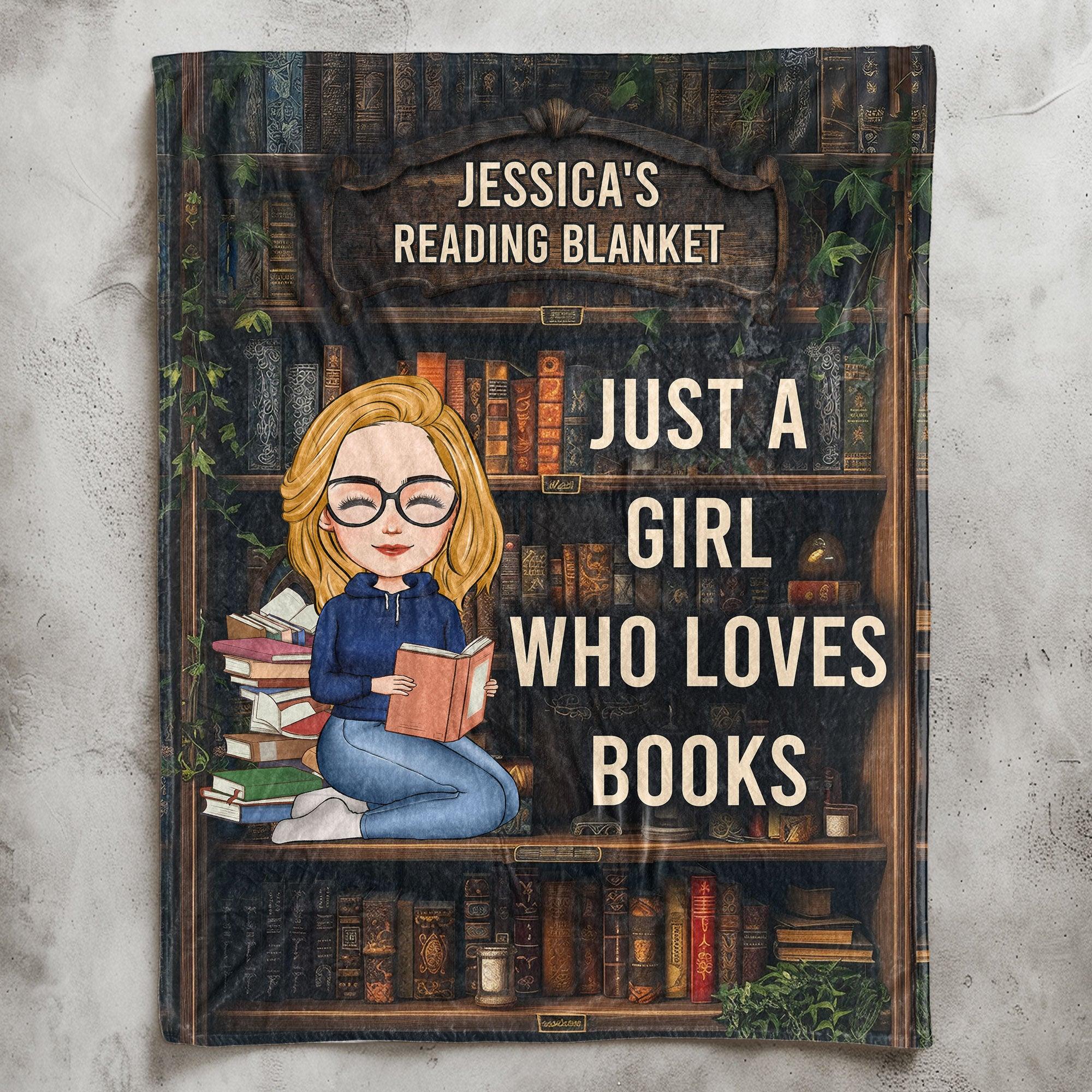 Just A Girl Who Loves Books - Personalized Fleece Blanket - Gift For Daughter
