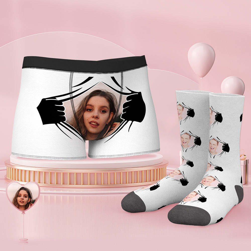 Custom Face Boxer Shorts And Socks Set - MyFaceBoxerAU
