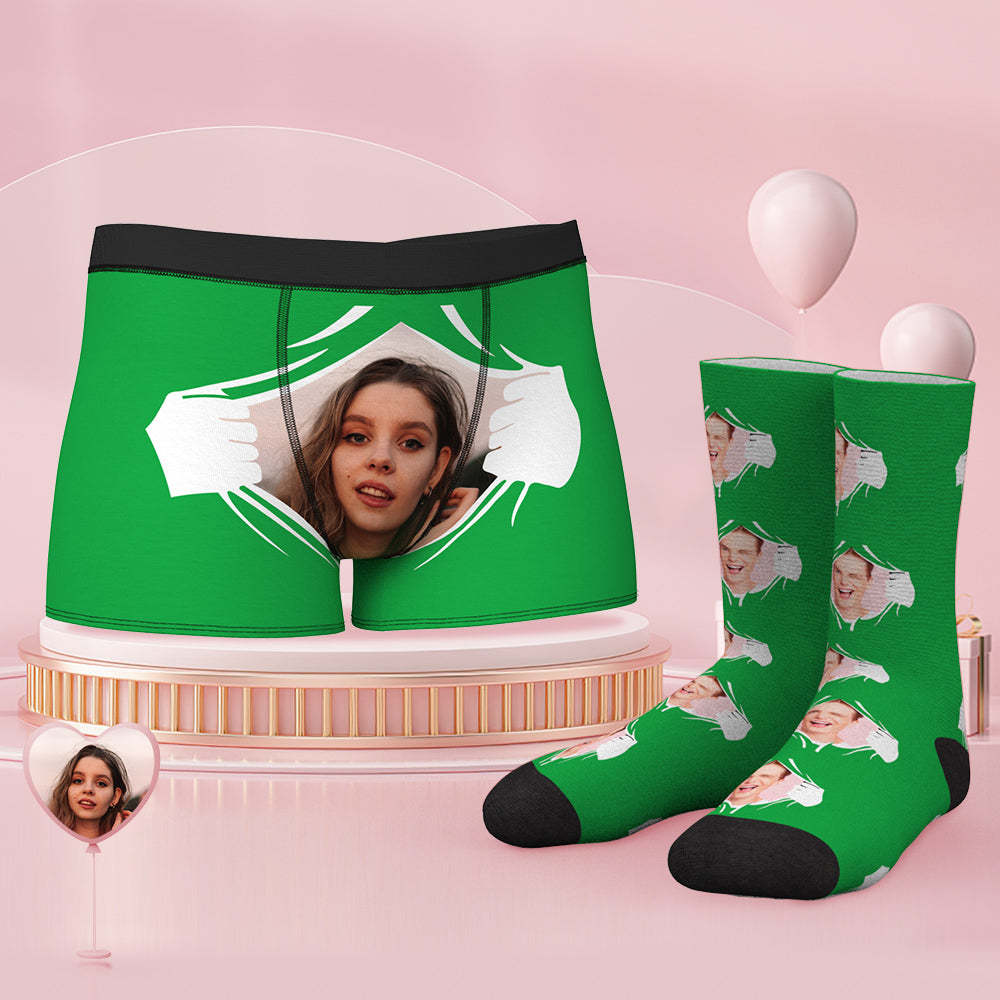 Custom Face Boxer Shorts And Socks Set - MyFaceBoxerAU