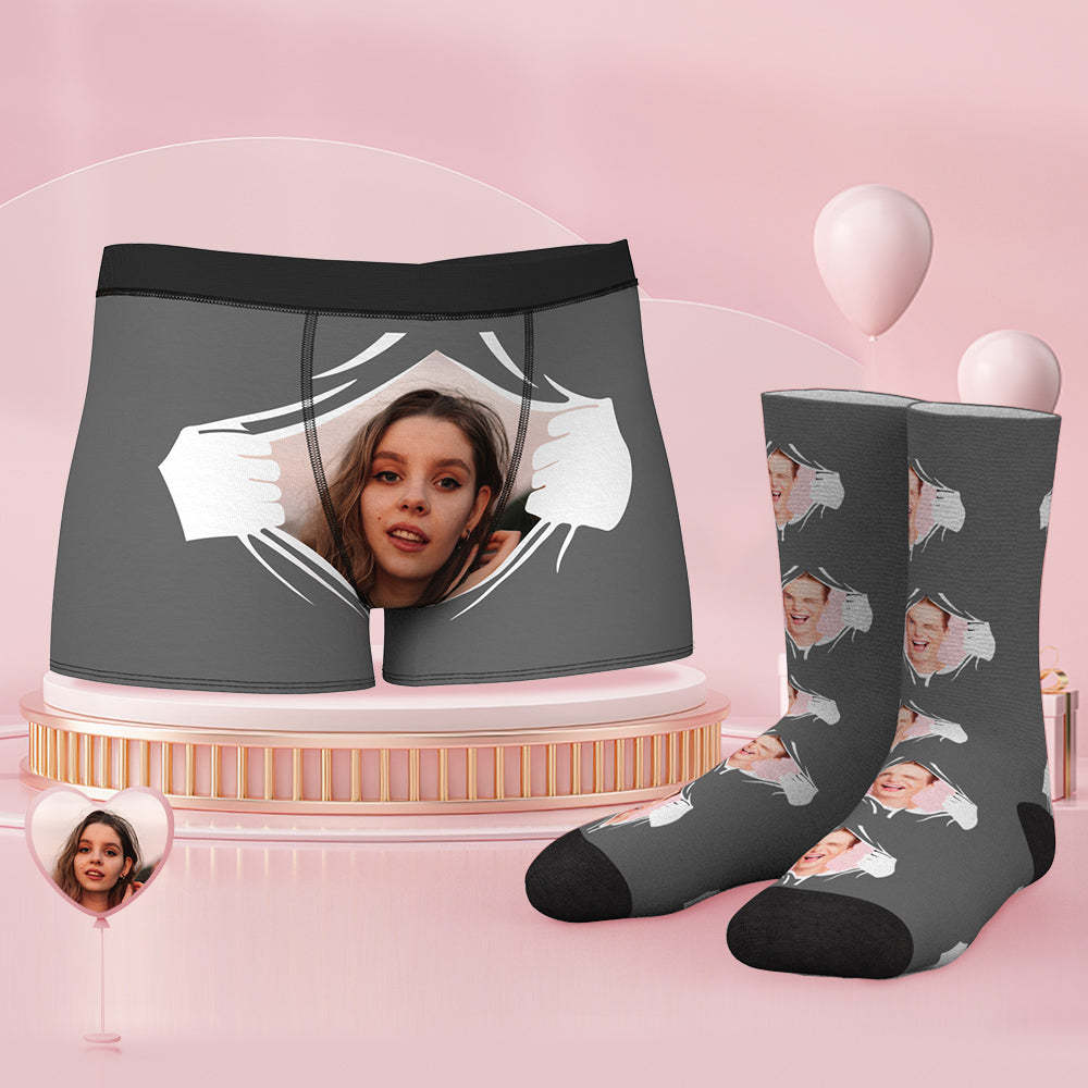 Custom Face Boxer Shorts And Socks Set - MyFaceBoxerAU