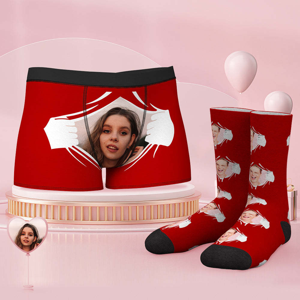 Custom Face Boxer Shorts And Socks Set - MyFaceBoxerAU