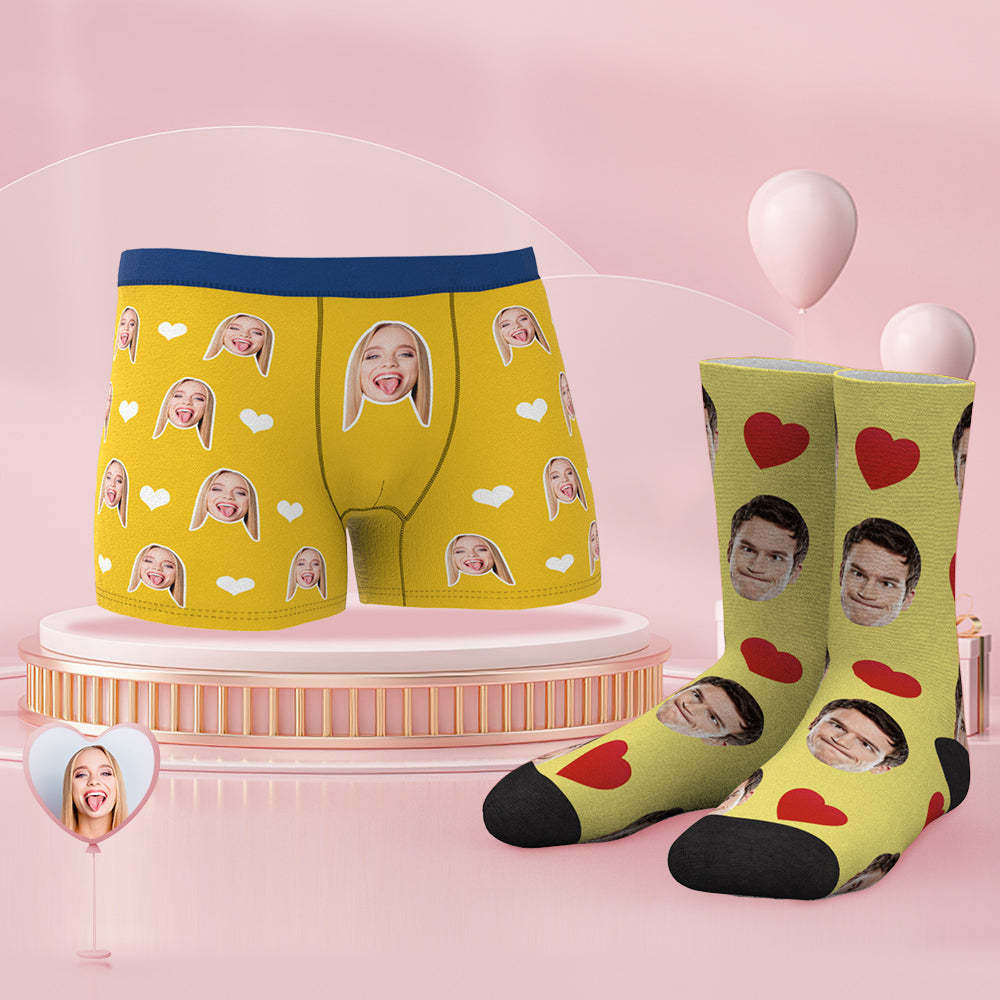 Custom Face Boxer Shorts And Socks Set Best Couple's Gift - MyFaceBoxerAU