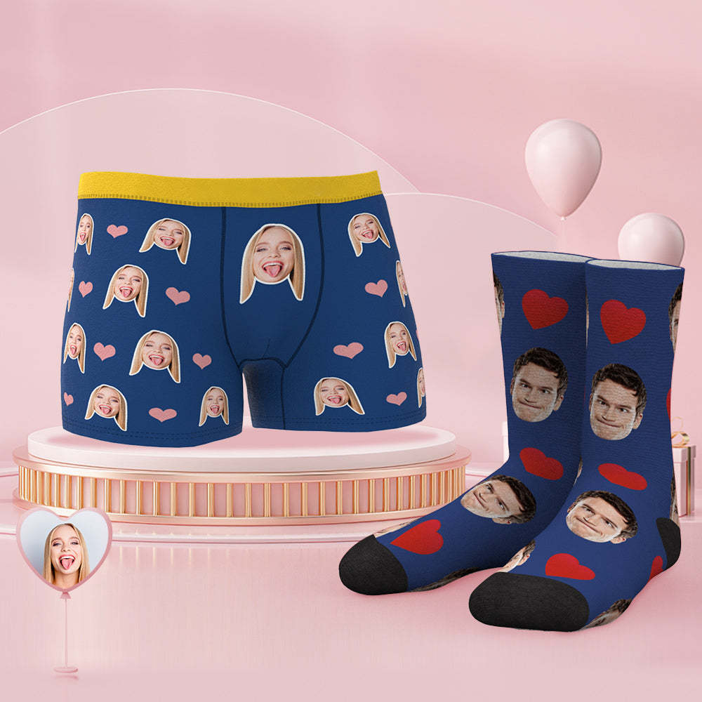 Custom Face Boxer Shorts And Socks Set Best Couple's Gift - MyFaceBoxerAU