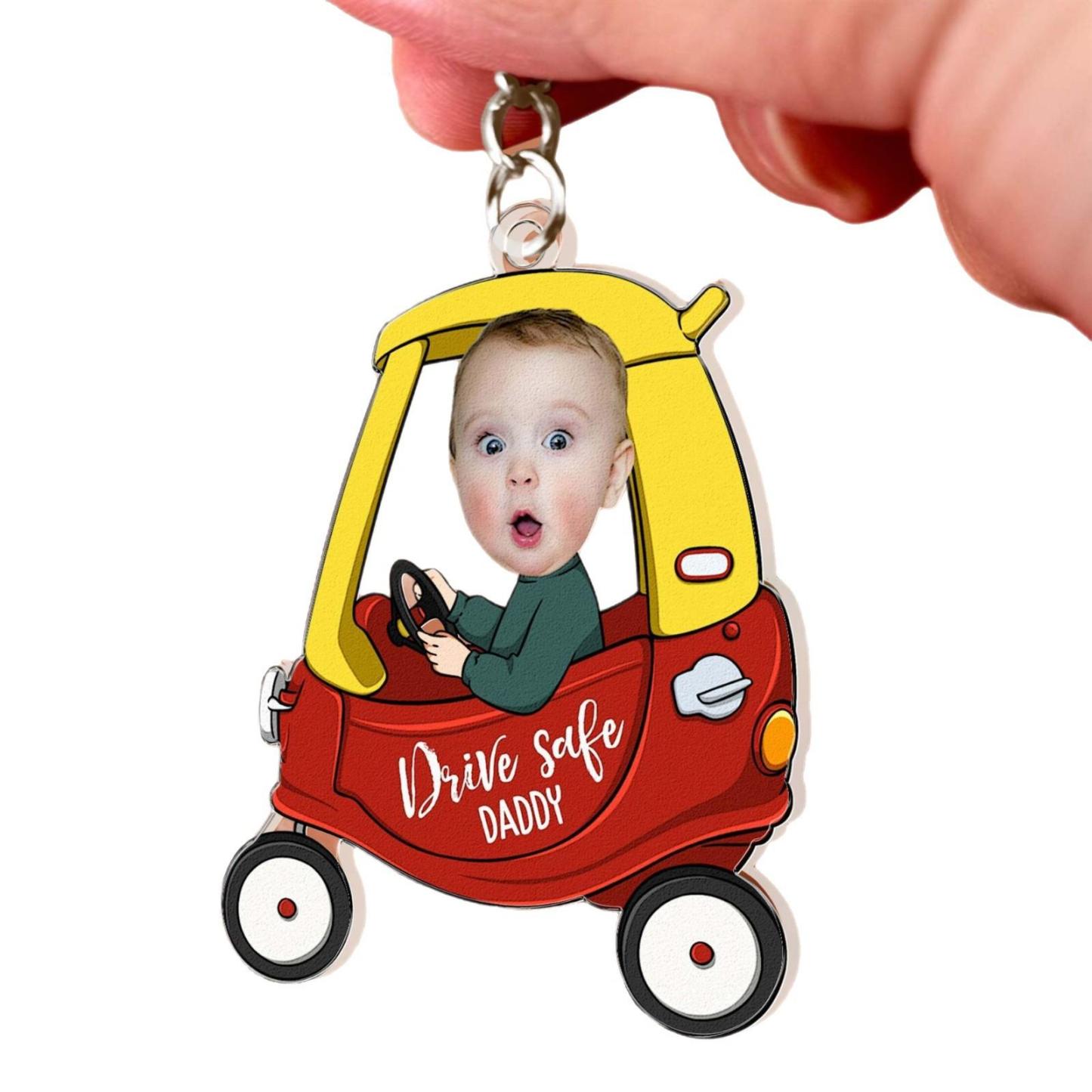 Gifts for Father Custom Car Photo Ornament for Dad Drive Safe Daddy Car Hanger Car Decor