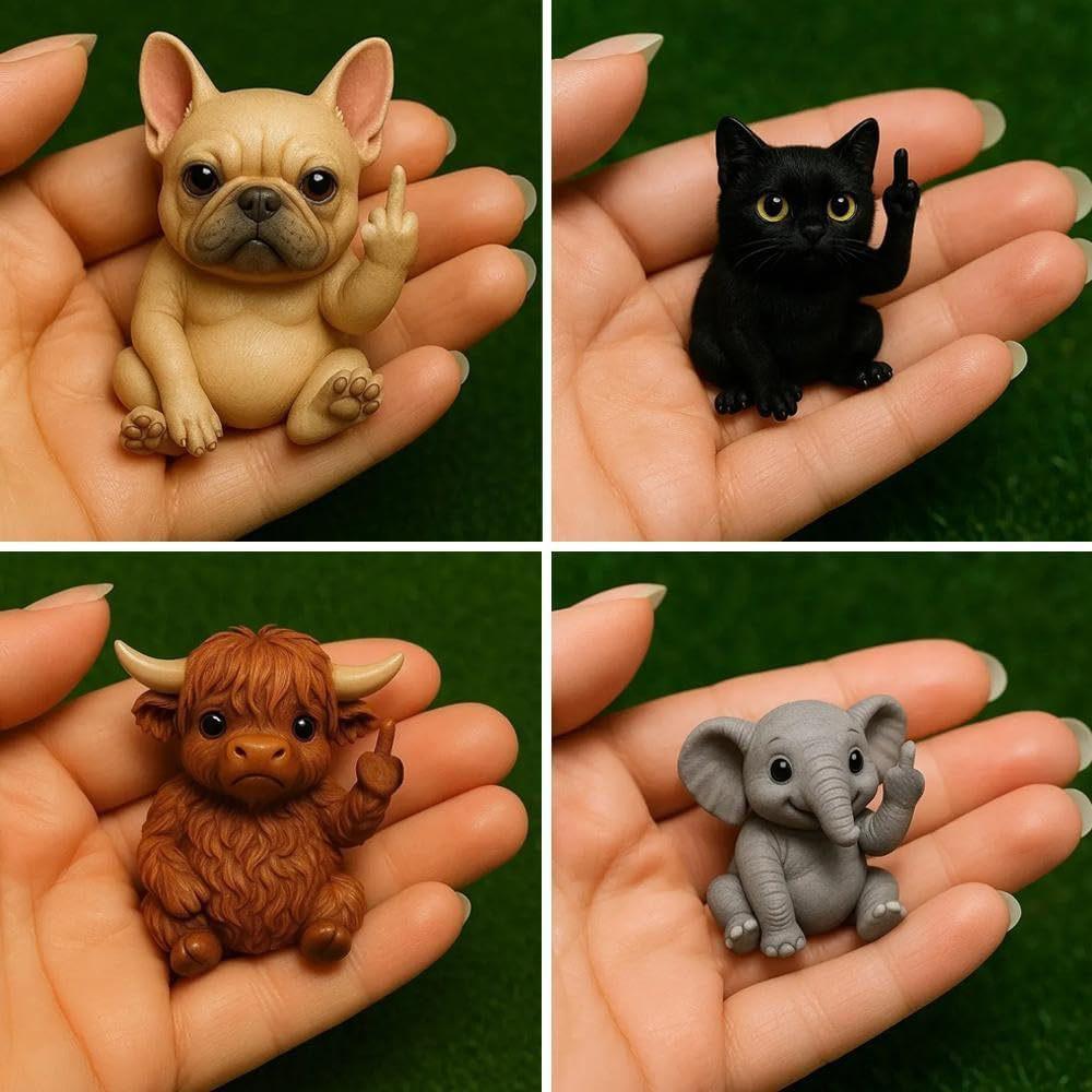 Mini Middle Finger Animal Statue Desk Decor Novelty Gift - MyfaceboxerAU