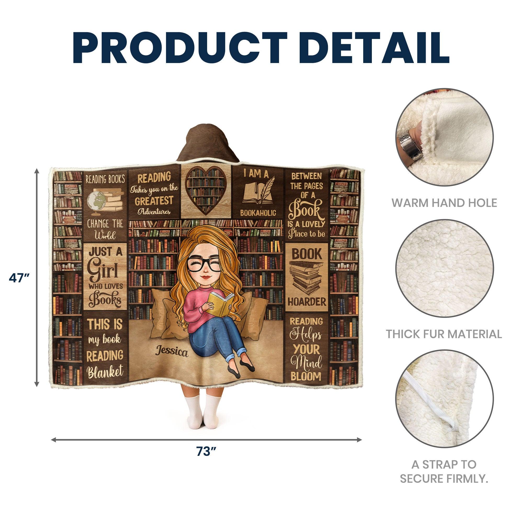 Reading Blanket Just A Girl Who Loves Books - Personalized Wearable Blanket Hoodie - Gift For Daughter
