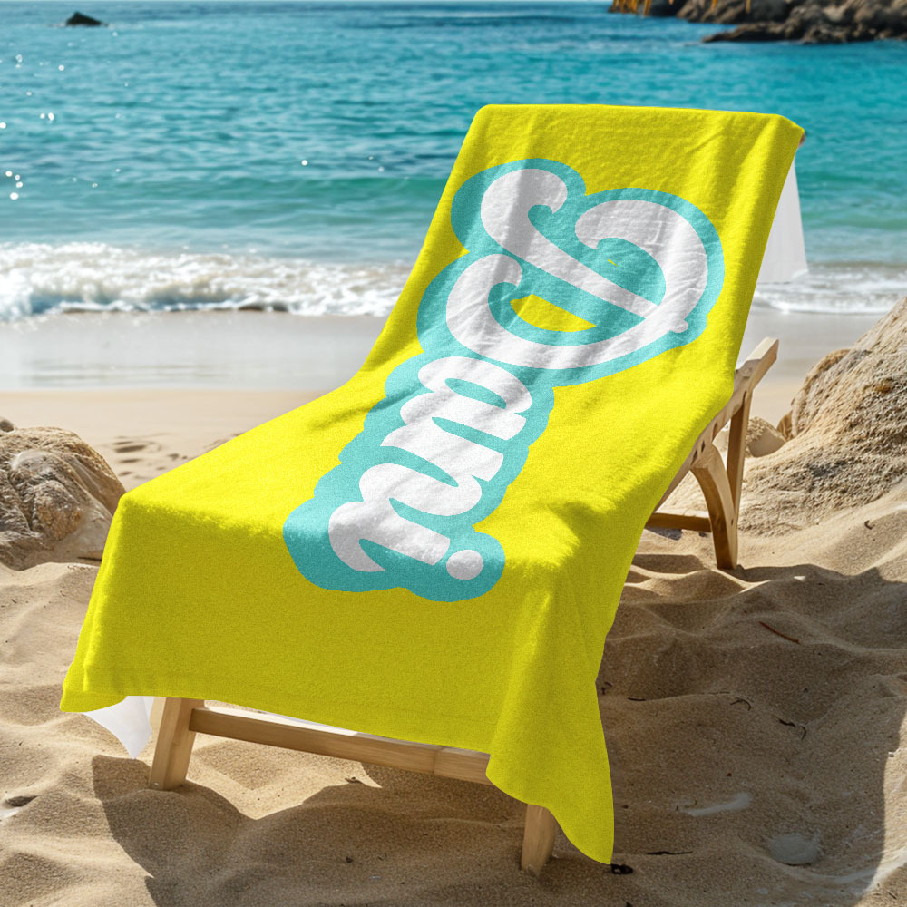 RETRO Style Personalized Beach Towel Personalized Name Bath Towel Custom Pool Towel Beach Towel With Name Outside Birthday Vacation Gift - MyFaceBoxer