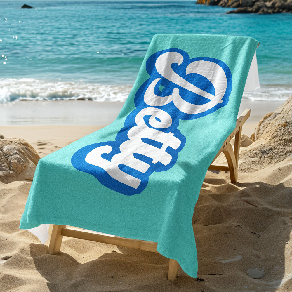 RETRO Style Personalized Beach Towel Personalized Name Bath Towel Custom Pool Towel Beach Towel With Name Outside Birthday Vacation Gift - MyFaceBoxer