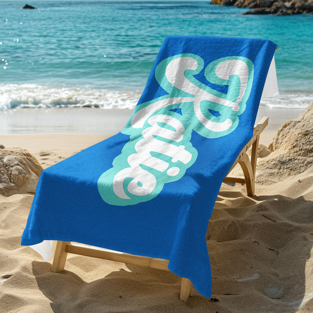 RETRO Style Personalized Beach Towel Personalized Name Bath Towel Custom Pool Towel Beach Towel With Name Outside Birthday Vacation Gift - MyFaceBoxer
