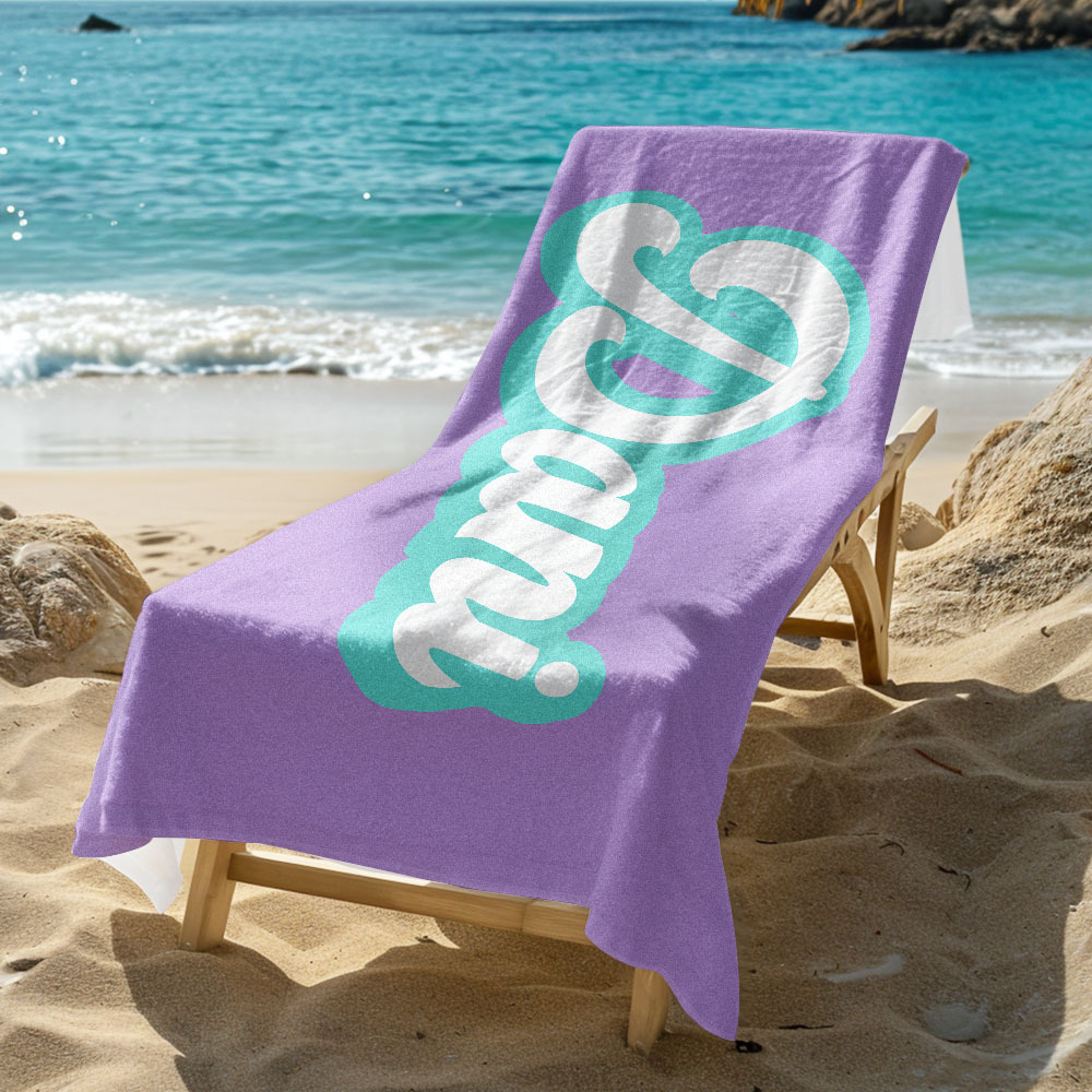 RETRO Style Personalized Beach Towel Personalized Name Bath Towel Custom Pool Towel Beach Towel With Name Outside Birthday Vacation Gift - MyFaceBoxer