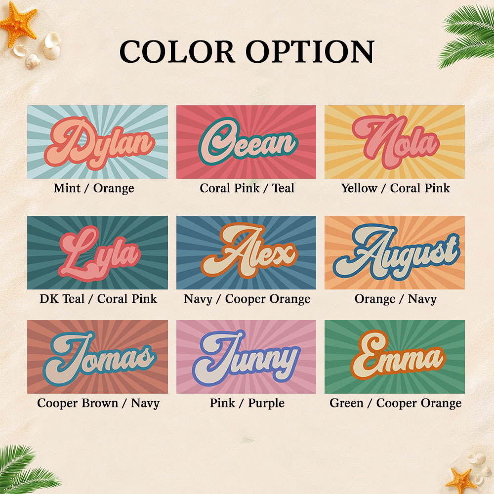 RETRO Style Personalized Beach Towel Personalized Name Bath Towel Custom Beach Towel With Name Outside Birthday Vacation Gift - MyFaceBoxer