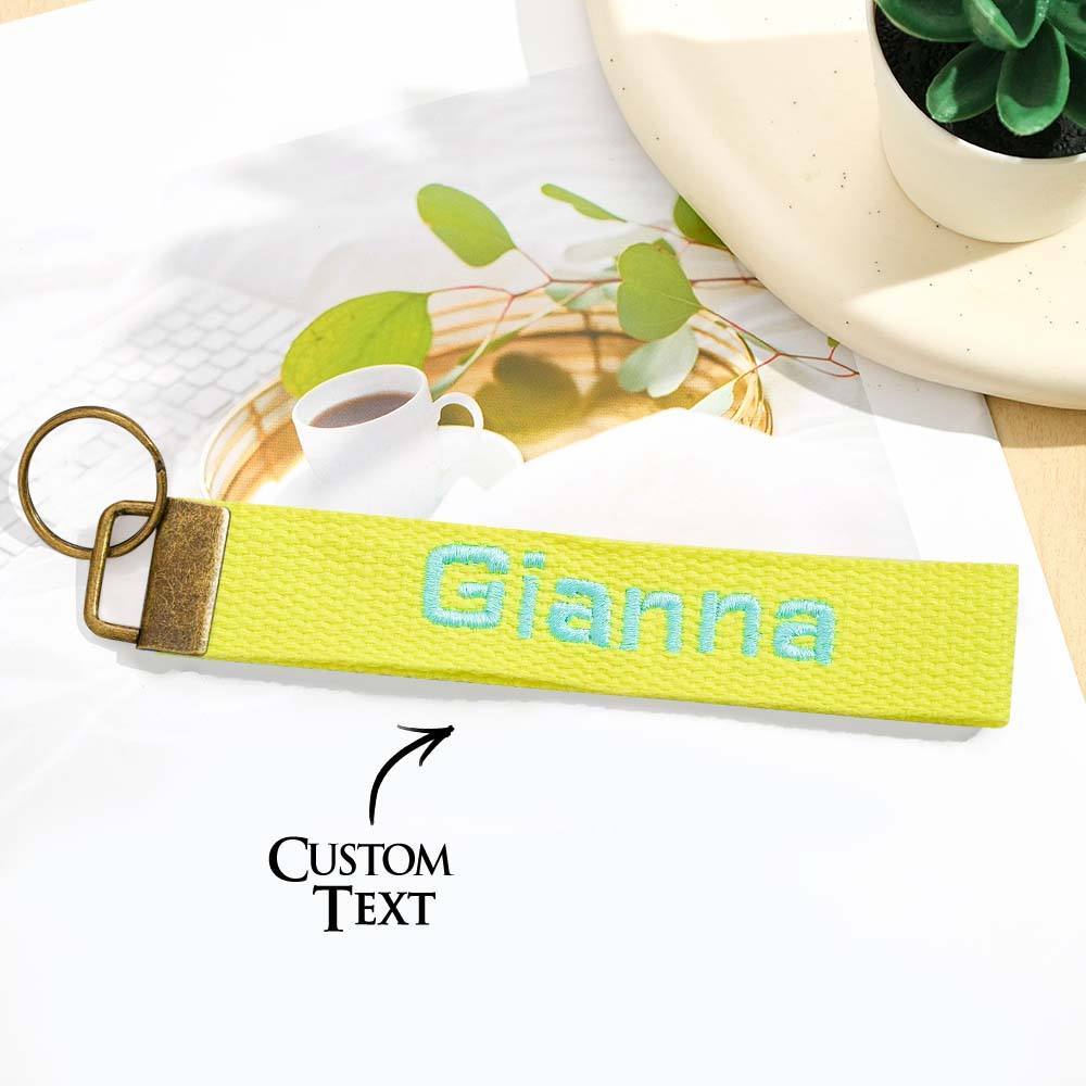 Personalized Key Fob Keychain | Custom Embroidered Name Keychain Strap | Custom Text Wrist Lanyard