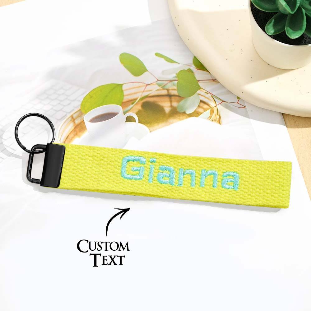 Personalized Key Fob Keychain | Custom Embroidered Name Keychain Strap | Custom Text Wrist Lanyard