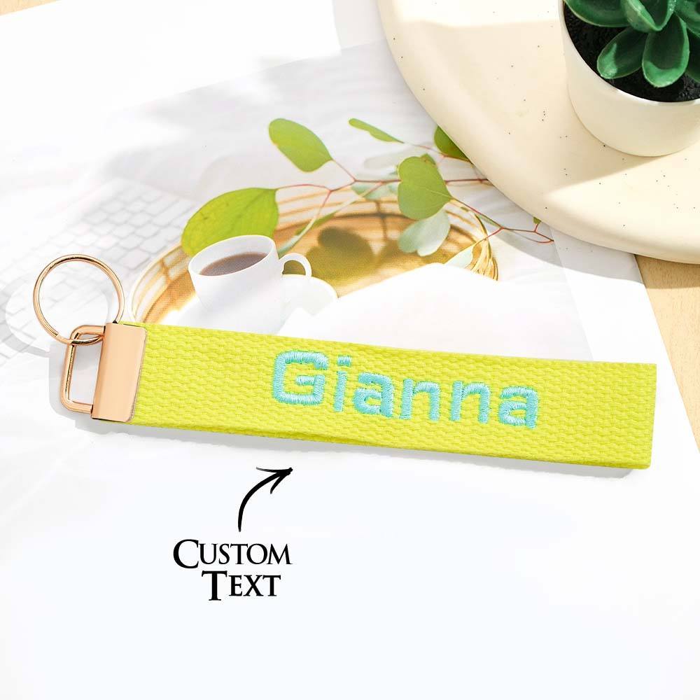 Personalized Key Fob Keychain | Custom Embroidered Name Keychain Strap | Custom Text Wrist Lanyard