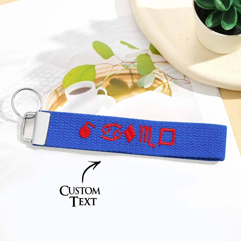 Personalized Key Fob Keychain | Custom Embroidered Name Keychain Strap | Custom Text Wrist Lanyard