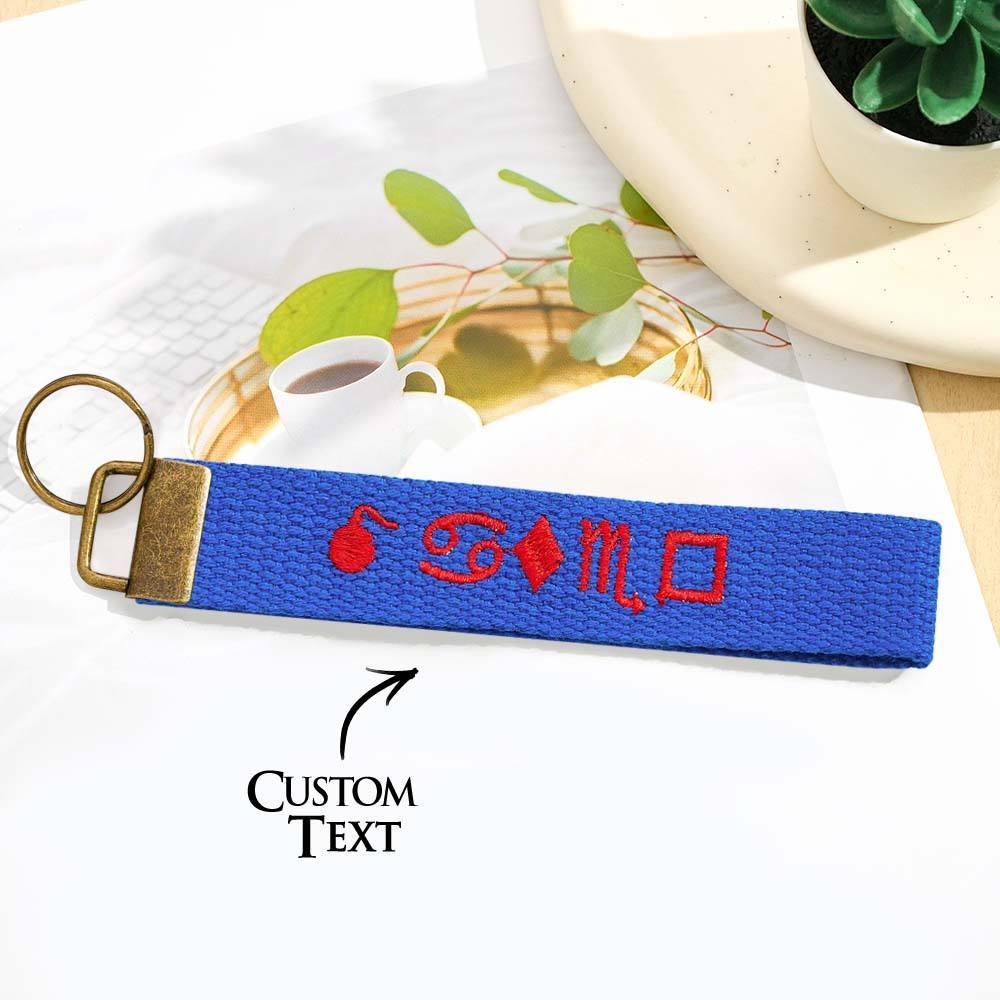 Personalized Key Fob Keychain | Custom Embroidered Name Keychain Strap | Custom Text Wrist Lanyard