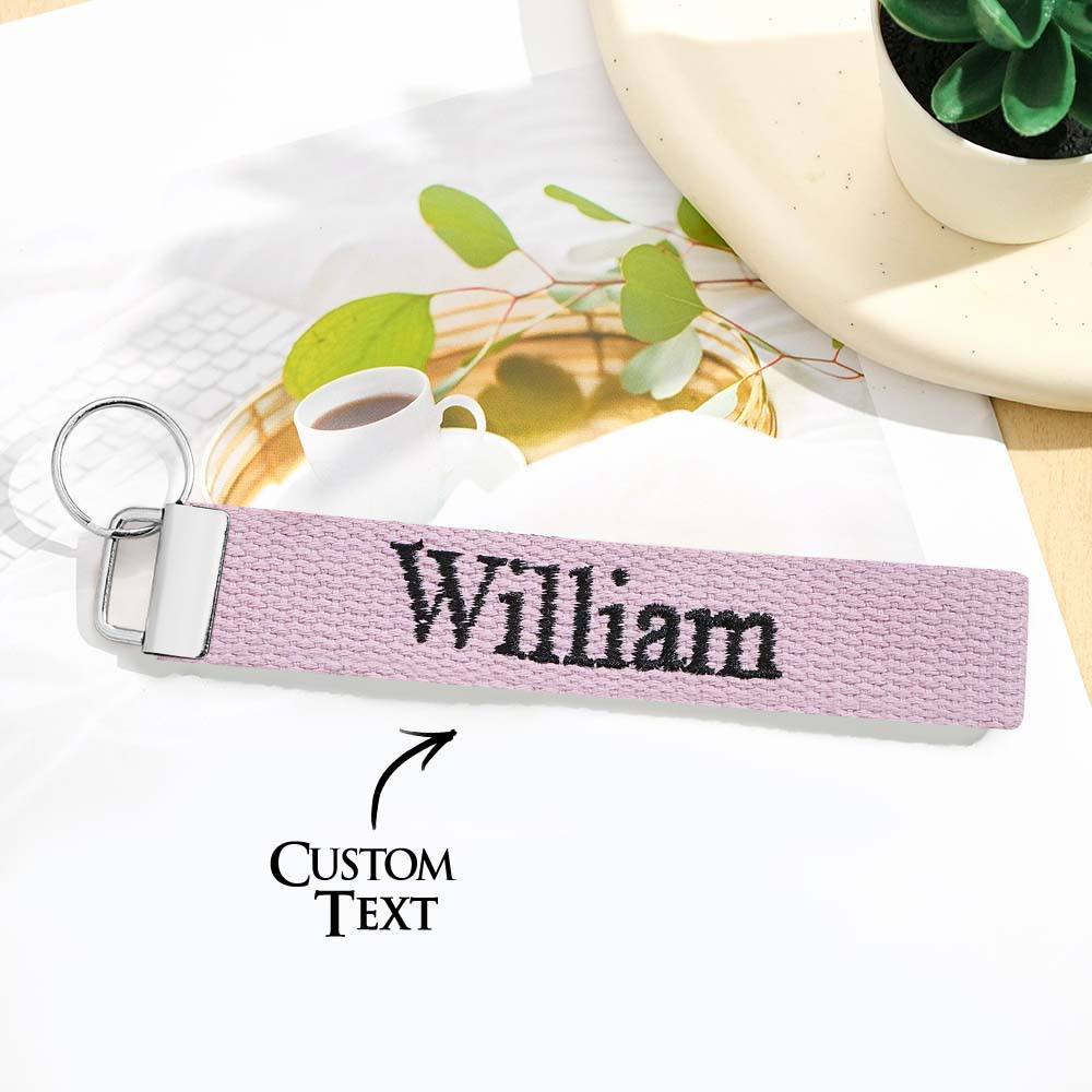 Personalized Key Fob Keychain | Custom Embroidered Name Keychain Strap | Custom Text Wrist Lanyard