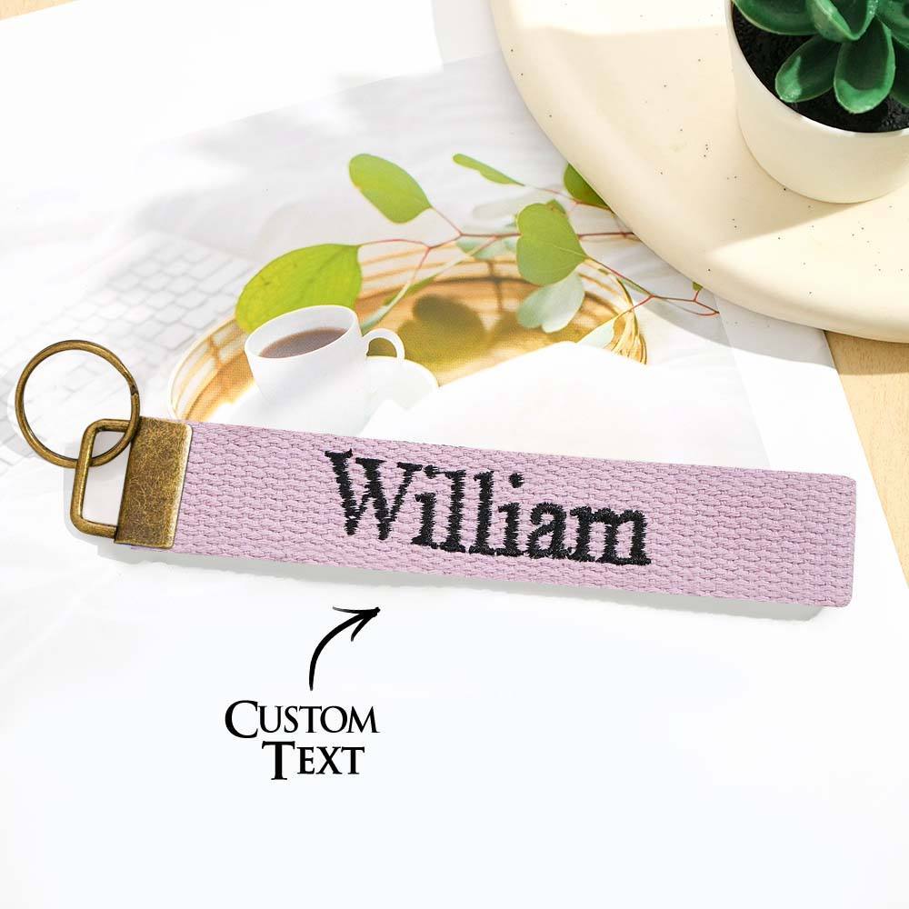 Personalized Key Fob Keychain | Custom Embroidered Name Keychain Strap | Custom Text Wrist Lanyard
