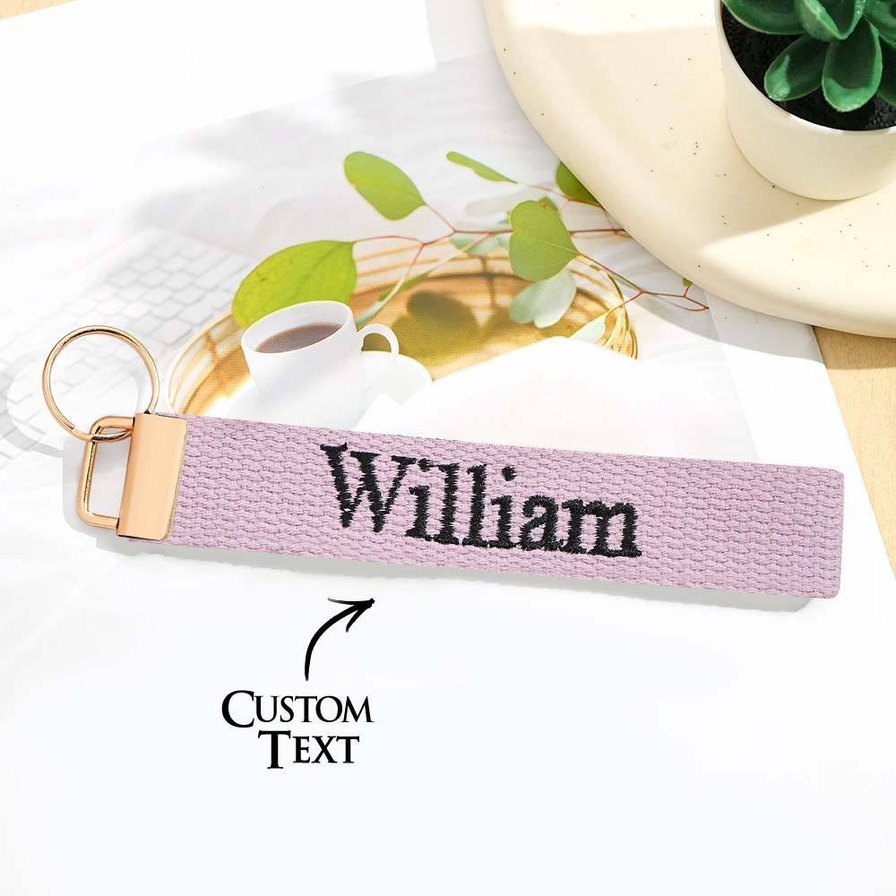 Personalized Key Fob Keychain | Custom Embroidered Name Keychain Strap | Custom Text Wrist Lanyard