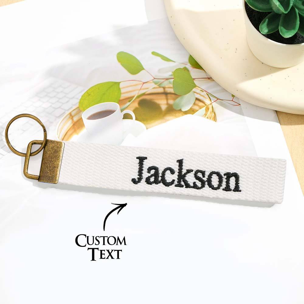 Personalized Key Fob Keychain | Custom Embroidered Name Keychain Strap | Custom Text Wrist Lanyard