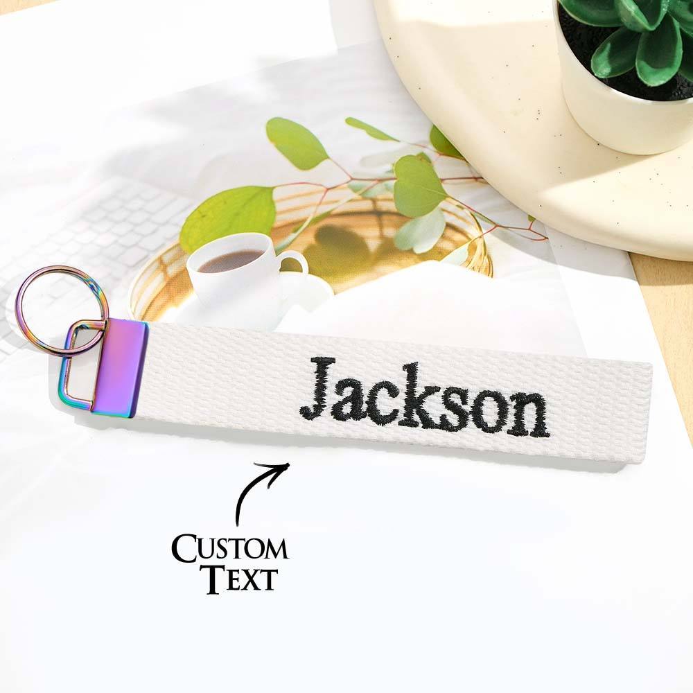 Personalized Key Fob Keychain | Custom Embroidered Name Keychain Strap | Custom Text Wrist Lanyard