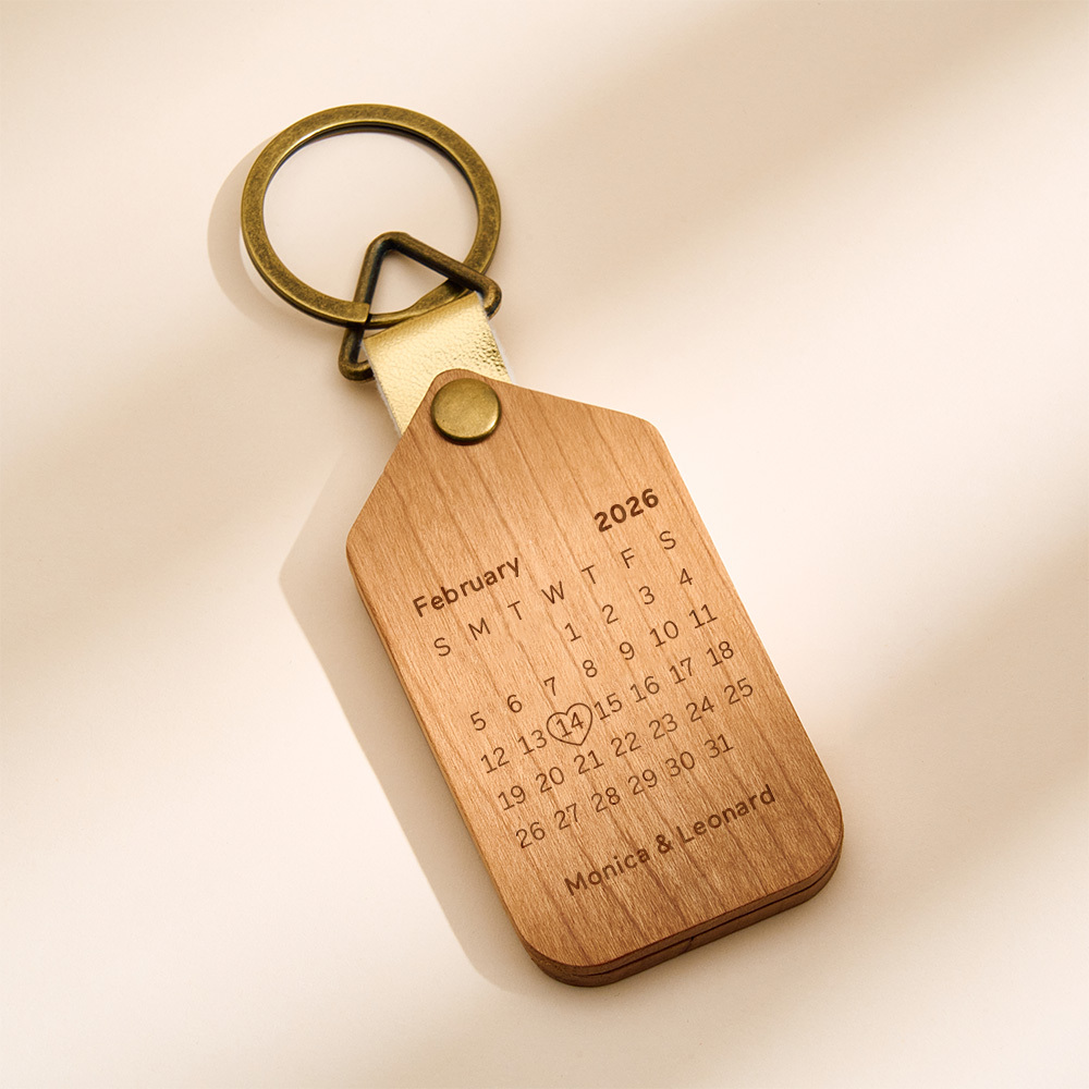 Personalised Wooden Cartoon Style Photo Keychain Customized Date Gift for Couple - MyfaceboxerAU