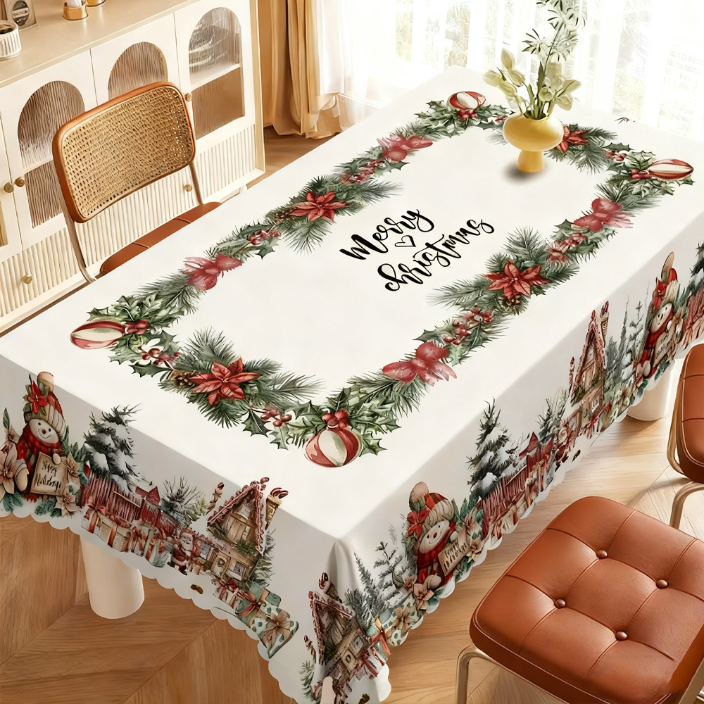 Christmas New Arrival Tablecloth, Digital Printed Festive Dining Table Cover, Holiday Home Decoration - MyfaceboxerAU