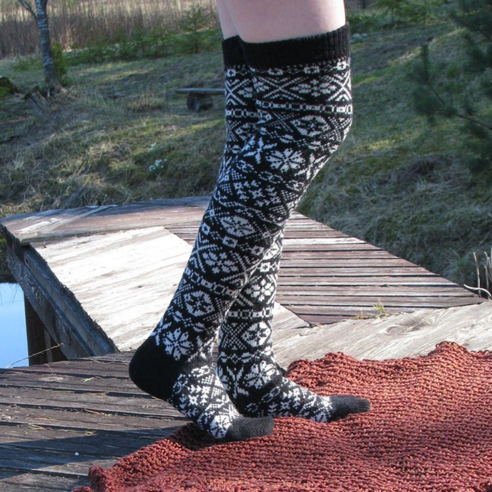 Women Winter Leg Warmers Knitted Christmas Snowflake Long Tube Over The Knee Socks - MyFaceBoxerAU