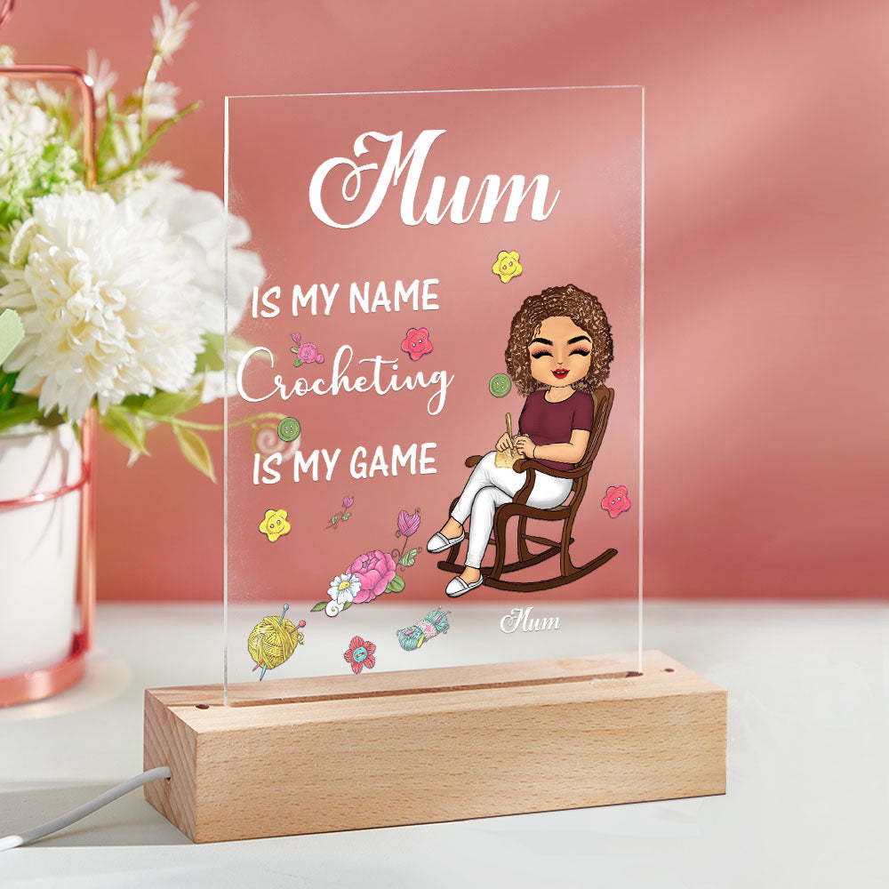 Custom Lamp Mother's Day Gifts Crocheting is My Game Night Light - MyFaceBoxer
