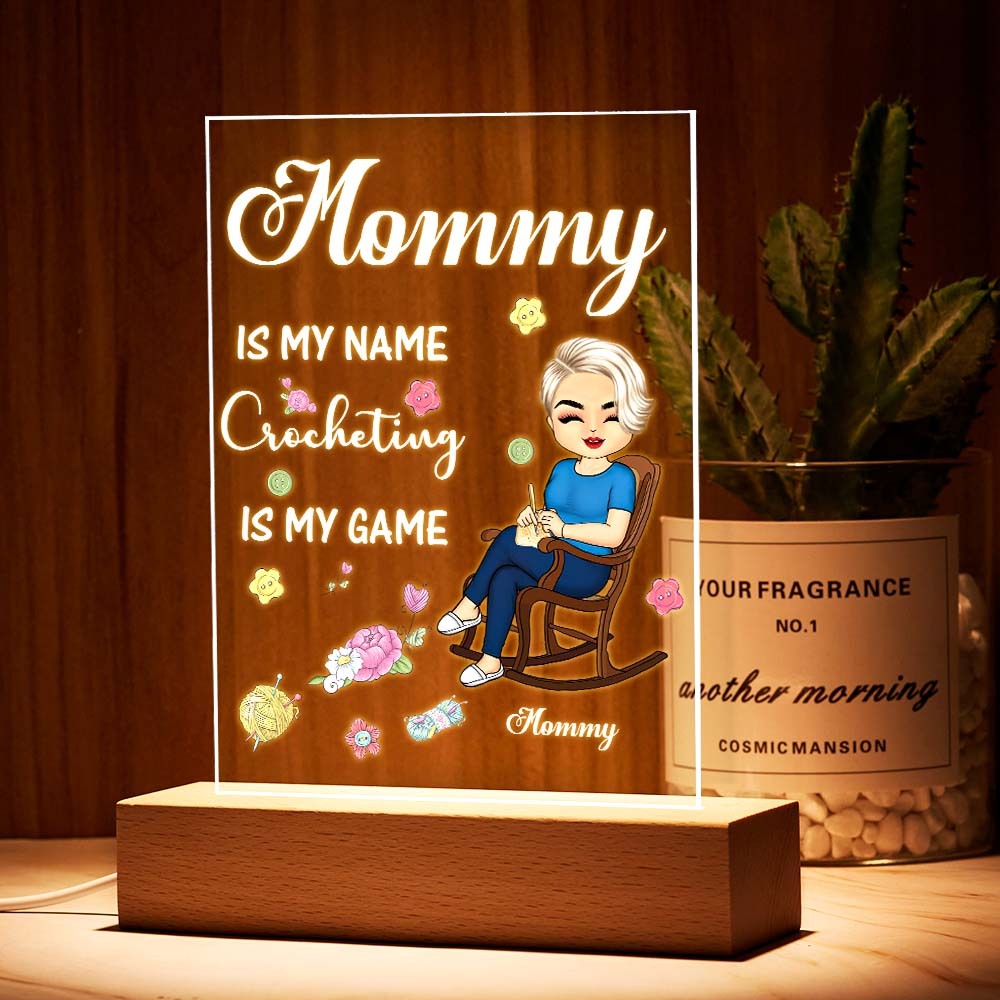 Custom Lamp Mother's Day Gifts Crocheting is My Game Night Light - MyFaceBoxer