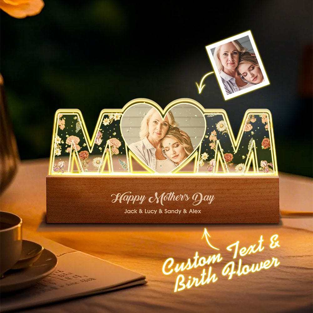 Personalized Letter Lamp Custom Photo Birth Flower Night Light Mother's Day Gift - MyFaceBoxer