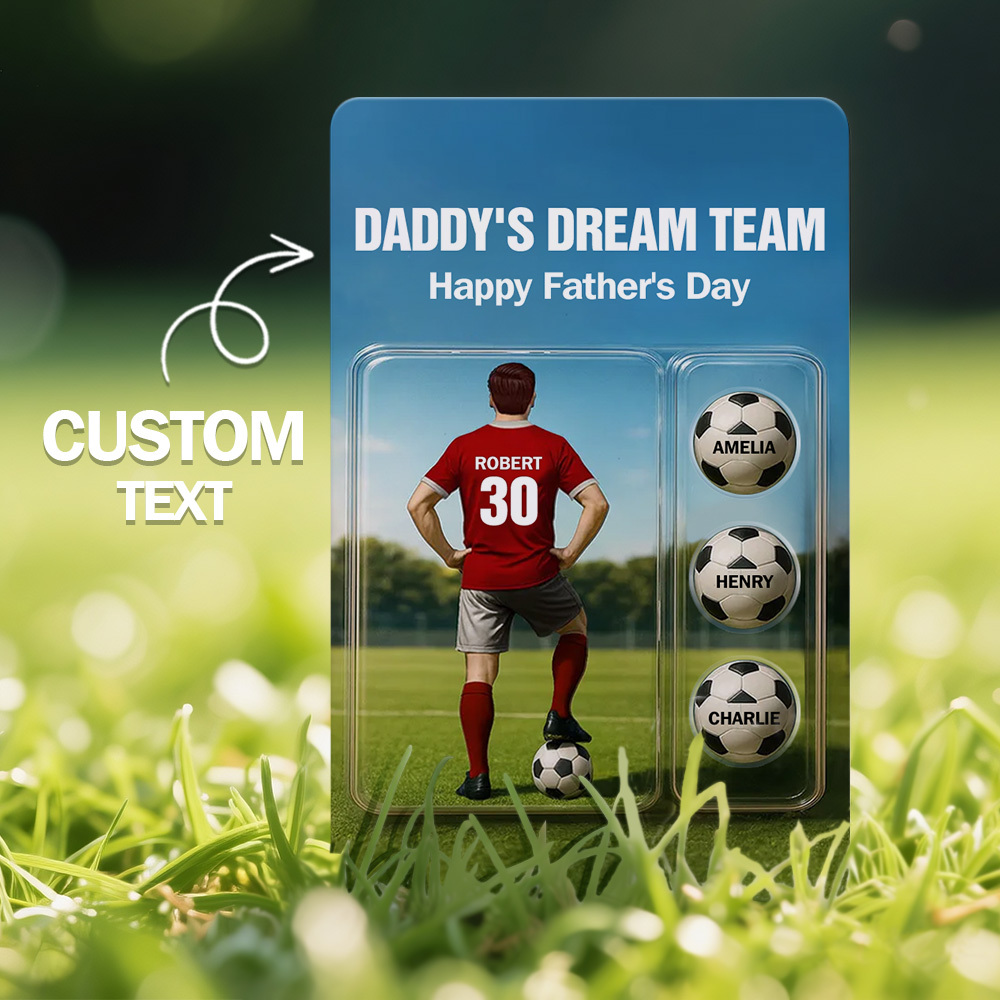 Custom Daddy's Dream Team Soccer With Kids' Names Custom Figure Poke Card Father's Day Gift for Him, for Husband, for Dad, for Soccer Lover - MyFaceUnderwearAU